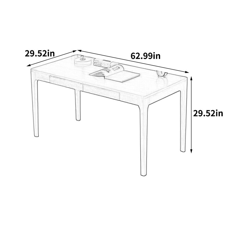 Bureau de style rétro, H 29,52 po x l 62,99 po x P 29,52 po