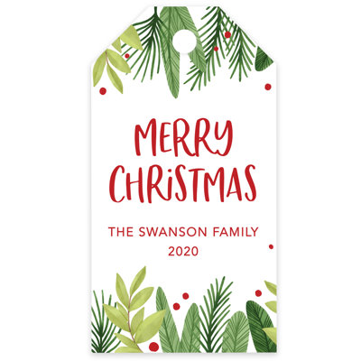 Koyal Wholesale Custom Christmas Gift Tags Holly Berry Branch Custom Name Year 60-Pack
