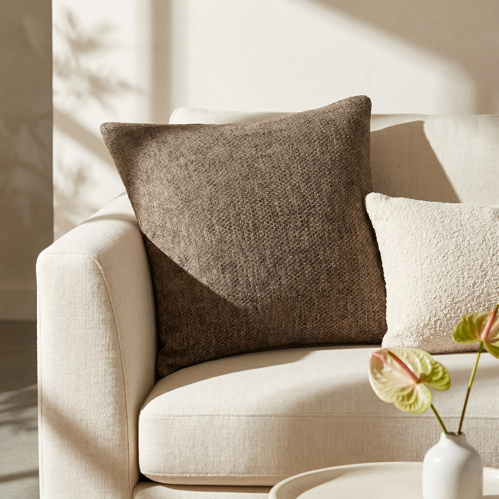 Throw Pillow, Feather, Espresso, 22" x 22"