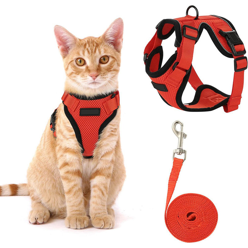 Harnais pour chat doux et respirant, 17,72 po x 11,42 po, rouge, Rouge