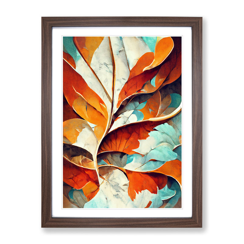 Leaf - Single Picture Frame Print, 46cm H x 34cm W x 2cm D, Walnut