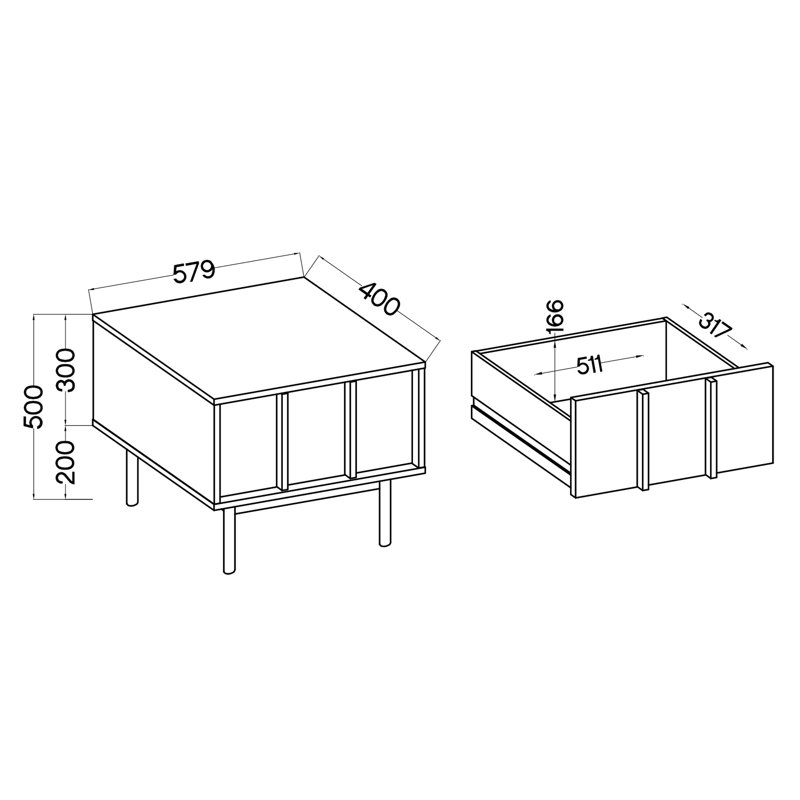 Nightstand with Drawer Oiled Oak
