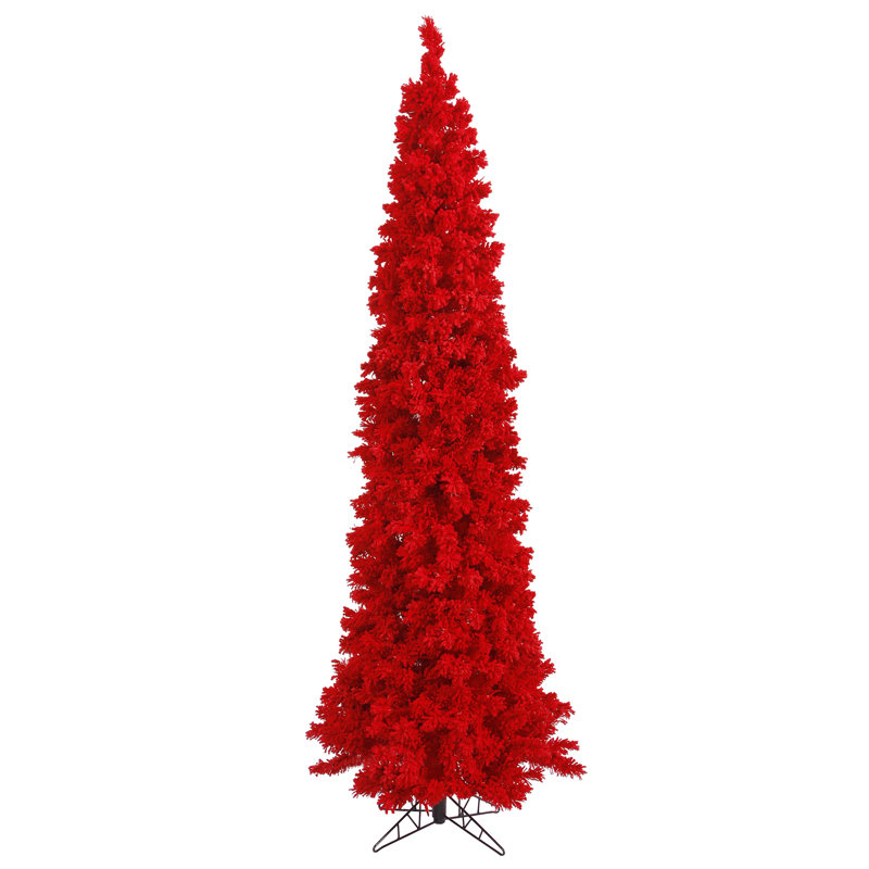 Sapin de Noël artificiel floqué rouge, H 5,5 pi, Non pré-éclairé