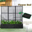 Jardinière en rotin avec treillis, lit de jardin surélevé, brun sable-1113323649