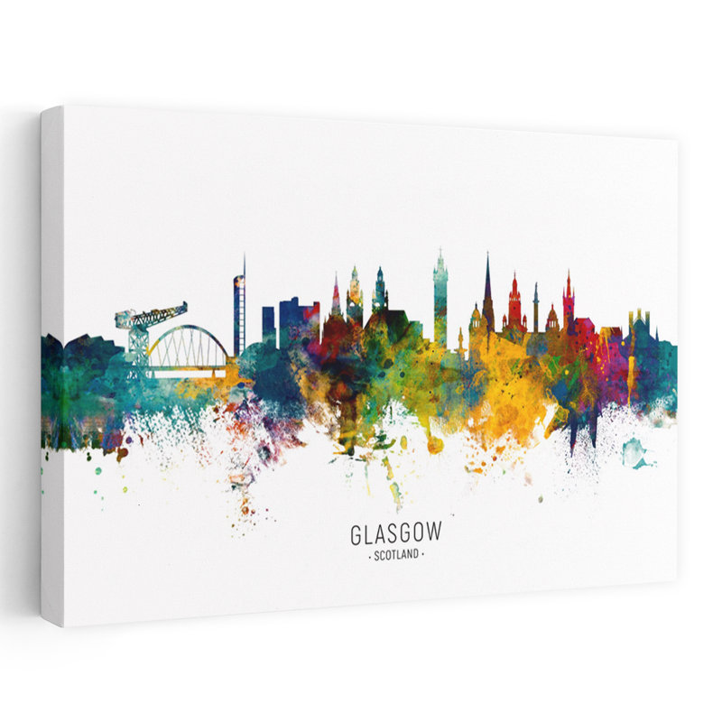 Vibrant Glasgow Skyline by Michael Tompsett - Wrapped Canvas Print, 45.72 cm H x 30.48 cm W