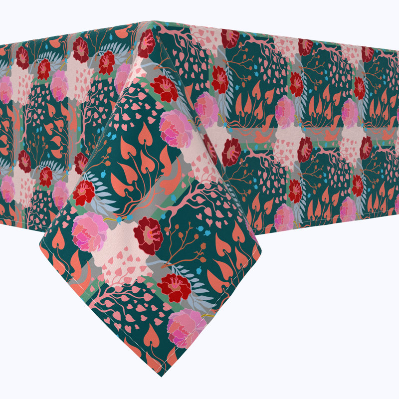 Rectangular Tablecloth, 100% Cotton, Floral 95, 84" x 60"
