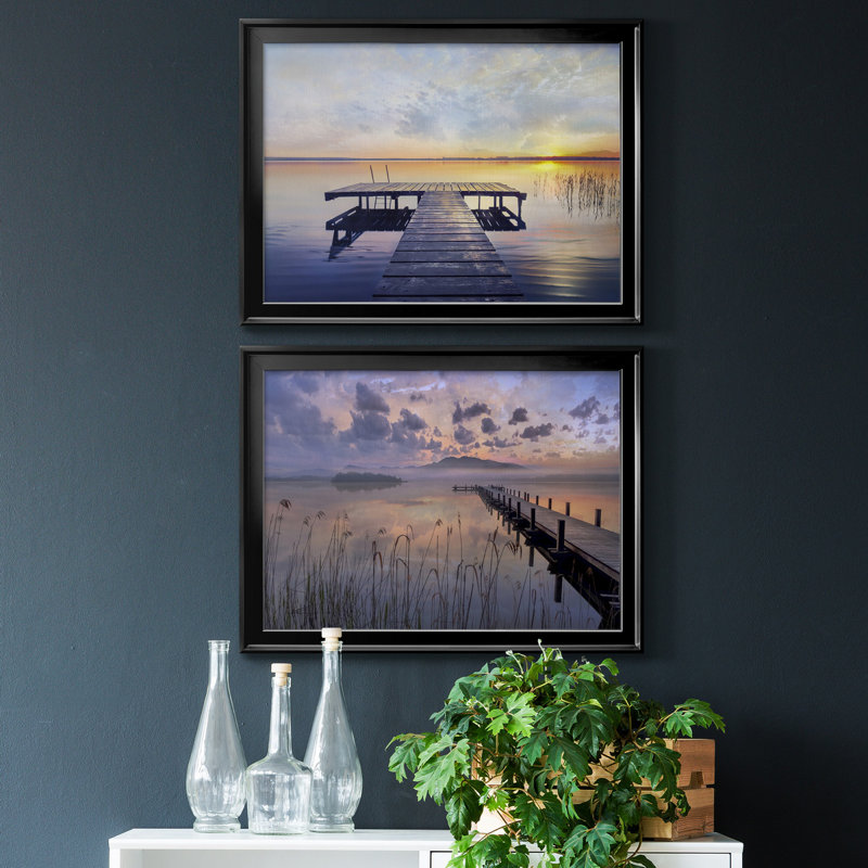 Evening Calm - ensemble de 2 reproductions de cadres photo, H 24,5 po x l 37 po x P 1 po, Noir