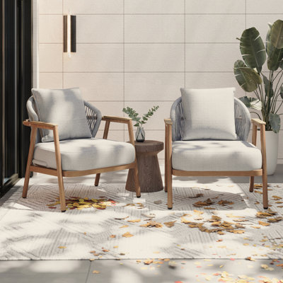 Ensemble de 2 fauteuils d'extérieur en corde avec coussin