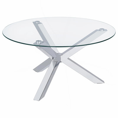 Table basse chromée en verre trempé