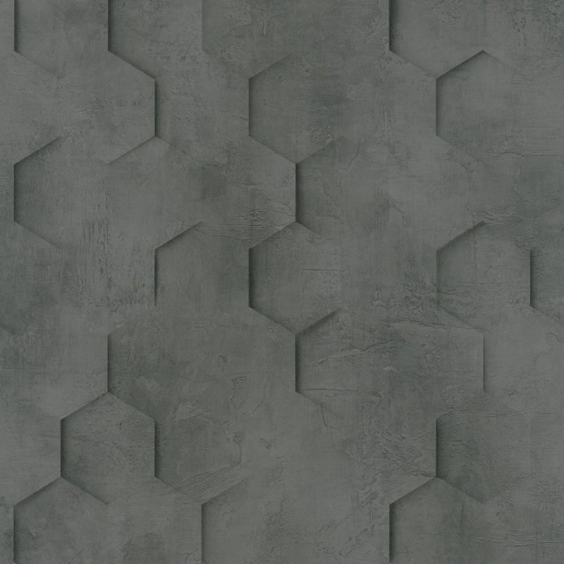 The Loft Collection Geometric Hexagon Wallpaper Roll, Black