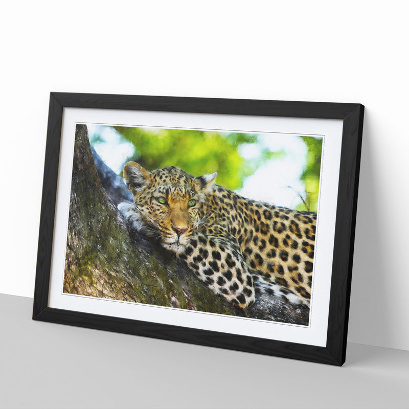 Leopard Vol.2 - Picture Frame Painting, 27cm H x 36cm W x 2cm D, Black Framed