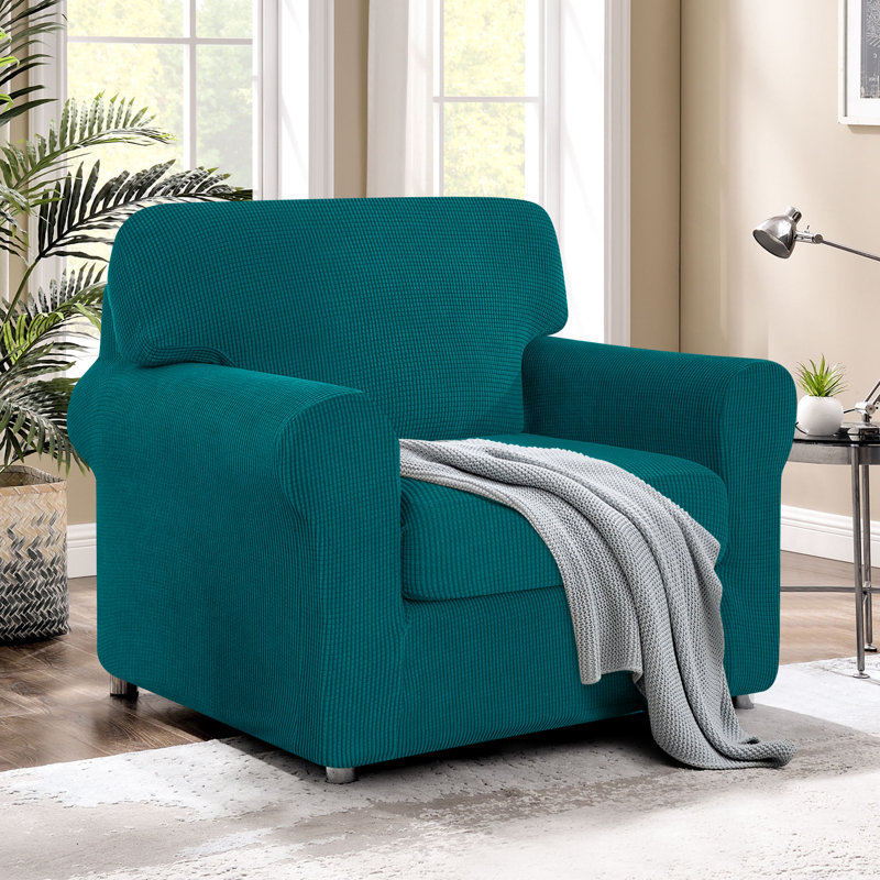 Stretch Separate Box Cushion Armchair Slipcover, Green