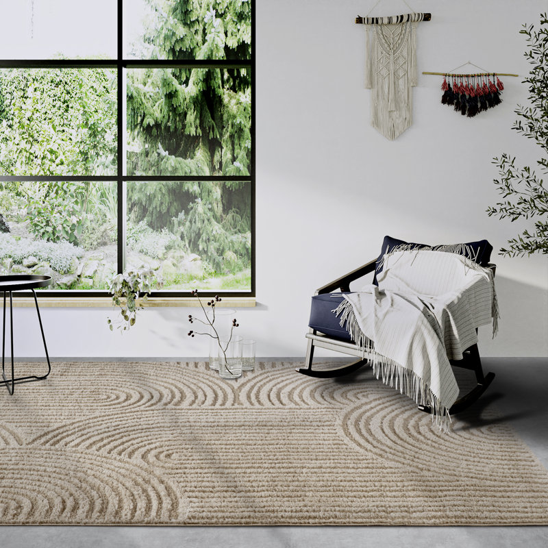 Gallery Geometric Machine Woven Beige Area Rug, Rectangular 120 x 170cm