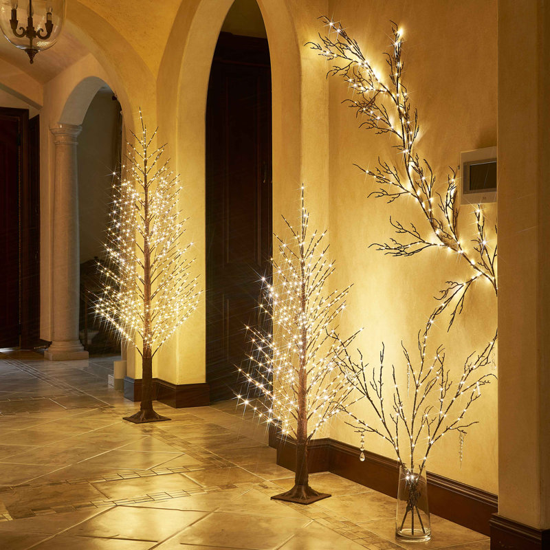 Lighted Brown Alpine Tree 450l 4ft
