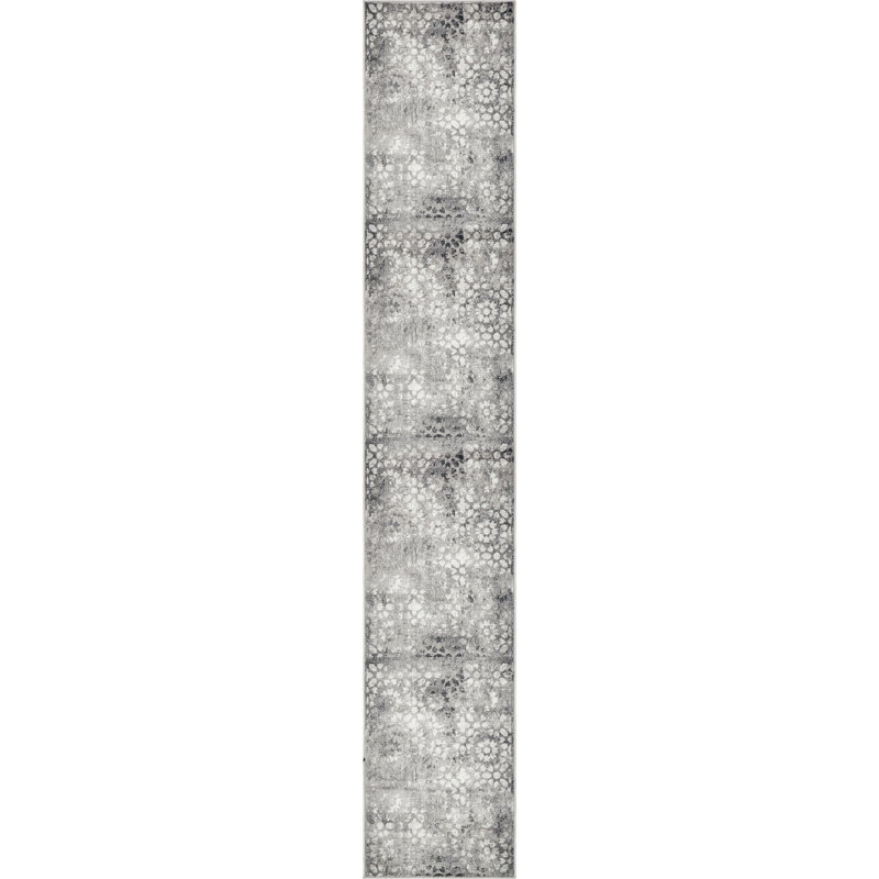 Brandt Floral Area Rug, Runner 2' x 9'10", Dark Gray