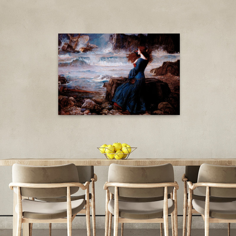 Miranda, The Tempest Classic Abstract Orchid Coastal Nature Wall Art Print by John William Waterhouse - Wrapped Canvas Print