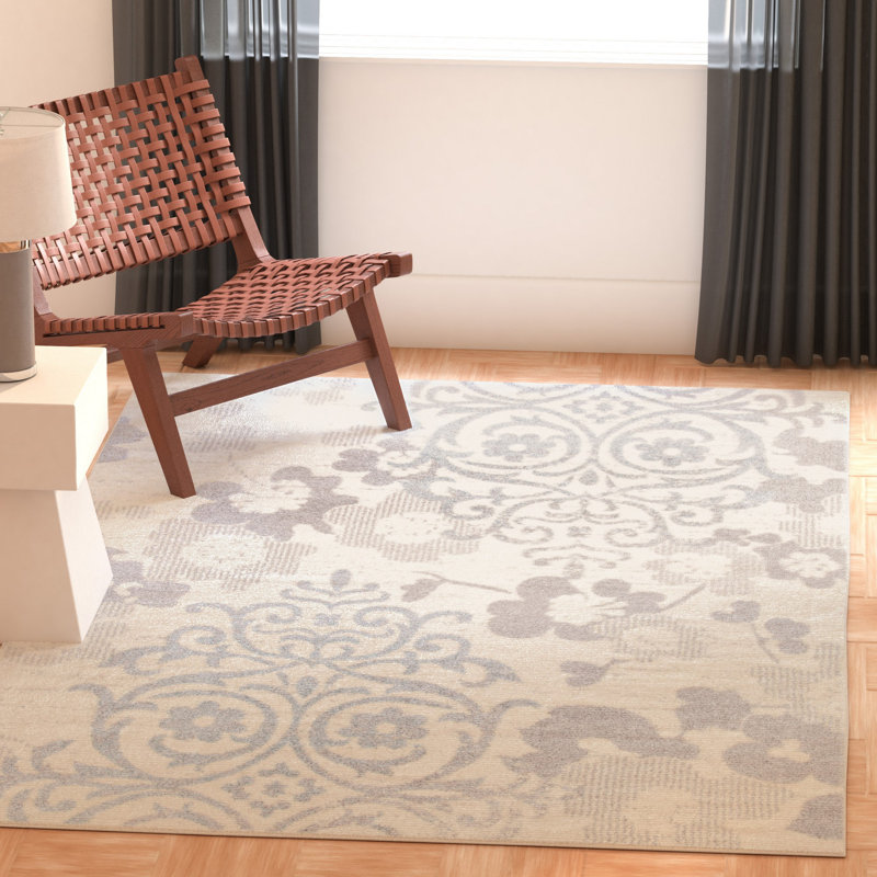 Samsel Performance Floral Rug, Rectangle 5'5" x 7'7"