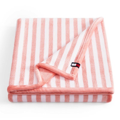 Jeté rose rayé Tommy Hilfiger Laguna Beach