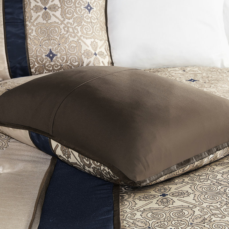 Navy King Bed With Comforter And Pillows Bedding - Delicate Details