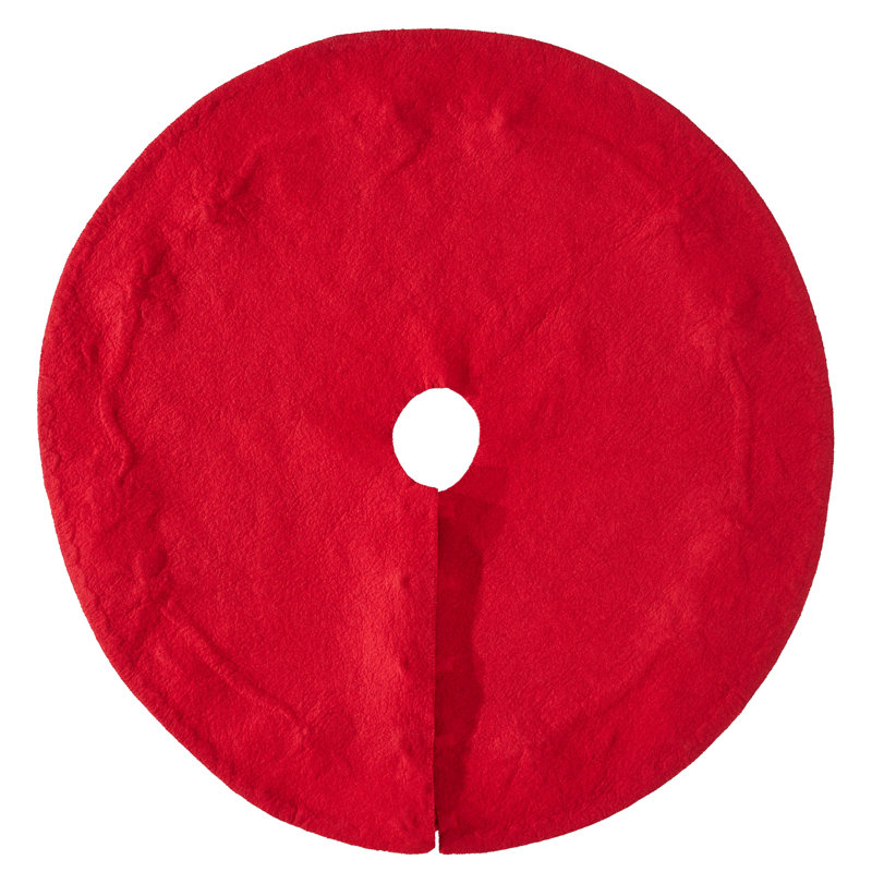 Hand Felted Red and Pink Wool Christmas Tree Skirt - 60"