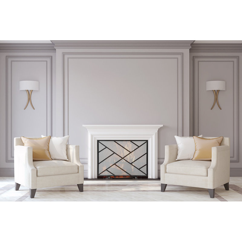Amsterdam Steel Fireplace Screen, Flat Black