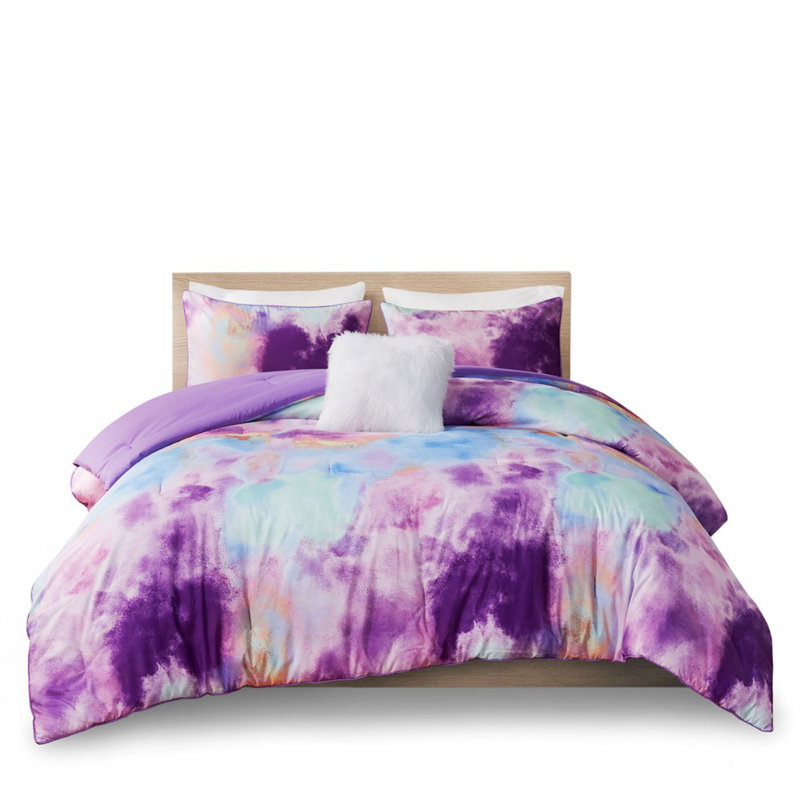 Ensemble d'édredon simple / simple TG, Édredon pour lit simple / simple TG + 3 pièces s, Mauve / Vert