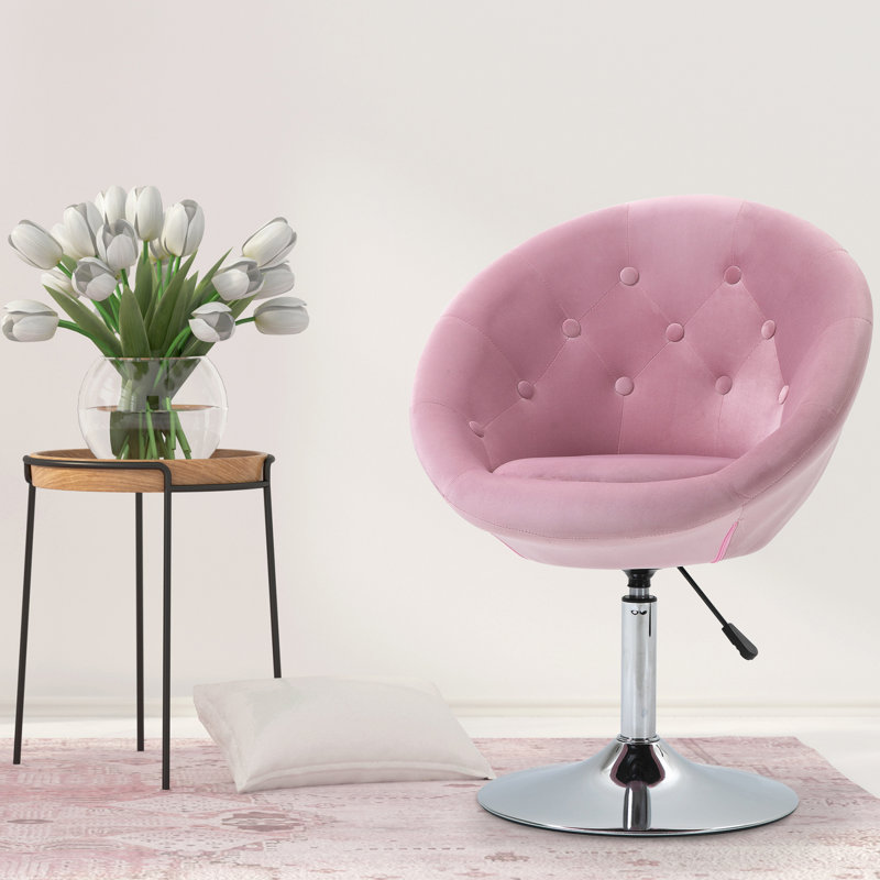 Fauteuil d'appoint confortable Comfy - rond rose, hauteur réglable pour le salon