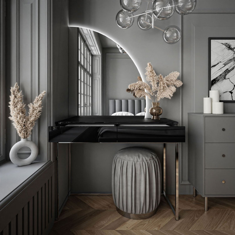 Dressing Table with Mirror, Black