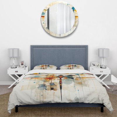 Libellule en teck Ethereal Flight - Ensemble de housse de couette animaux - Microfibre de polyester