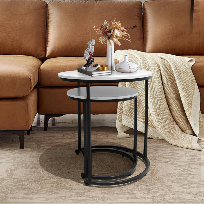 2 Piece Coffee Table Set, White