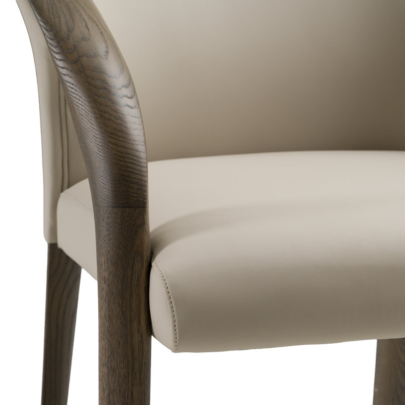 Chaise avec accoudoirs Jovetta, Bois de frêne gris