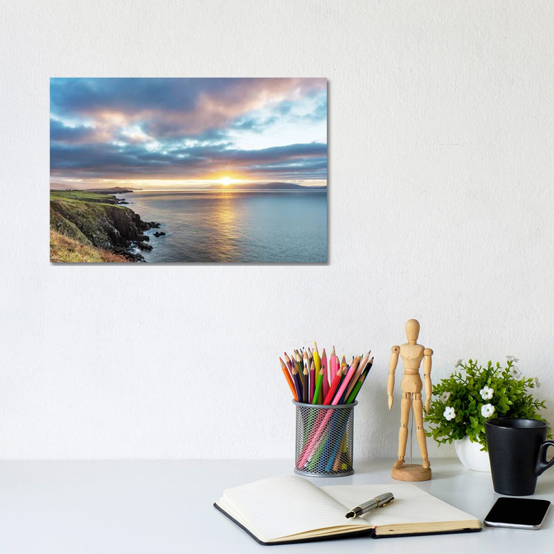 Sunrise Over Dingle Bay As Fishing Boats Heads Out In County Kerry, Dingle, Ireland by Chuck Haney - Wrapped Canvas Print
