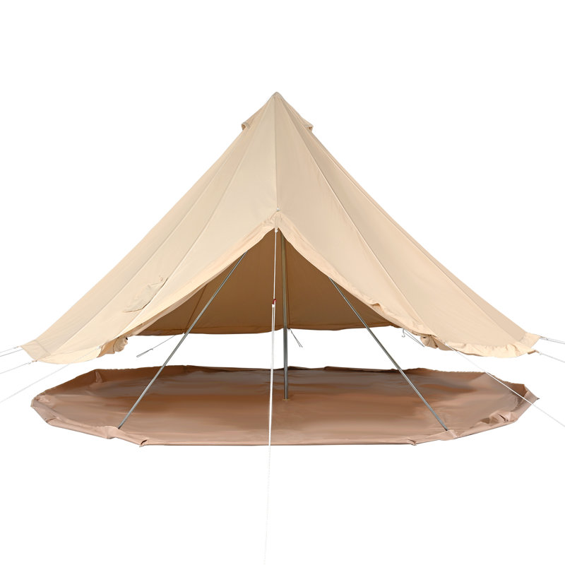 Beige 8-Person Four Season Mongolian Yurt Tent with Vestibule