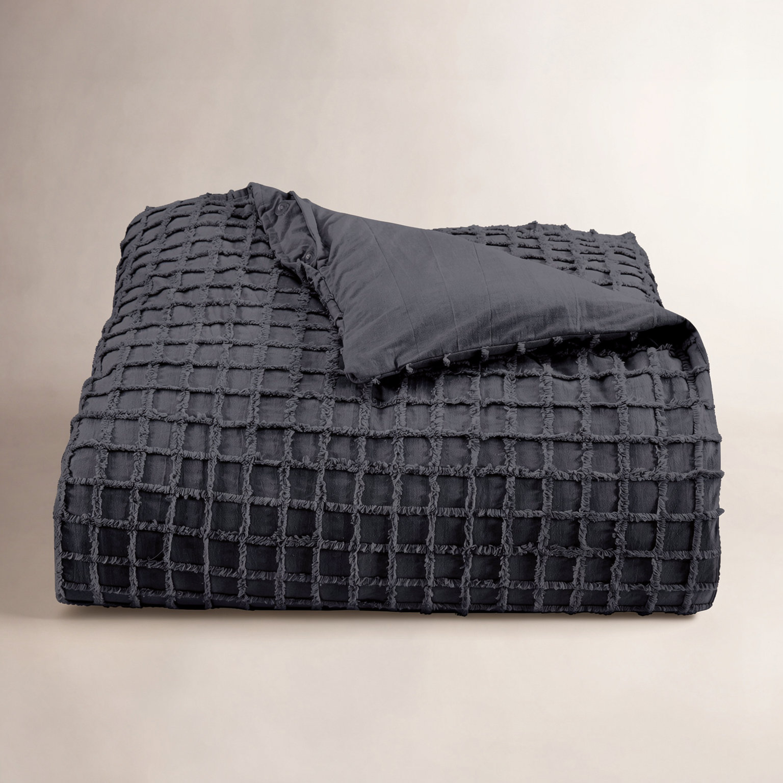 Carter Cotton Duvet Cover Set, Twin Duvet Cover + 1 Sham, Navy