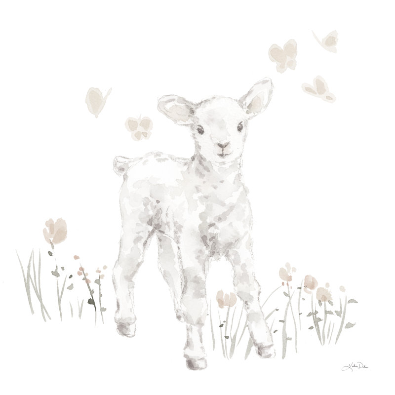 Spring Lambs I Neutral by Katrina Pete - Wrapped Canvas Art Prints, 91cm H x 61cm W