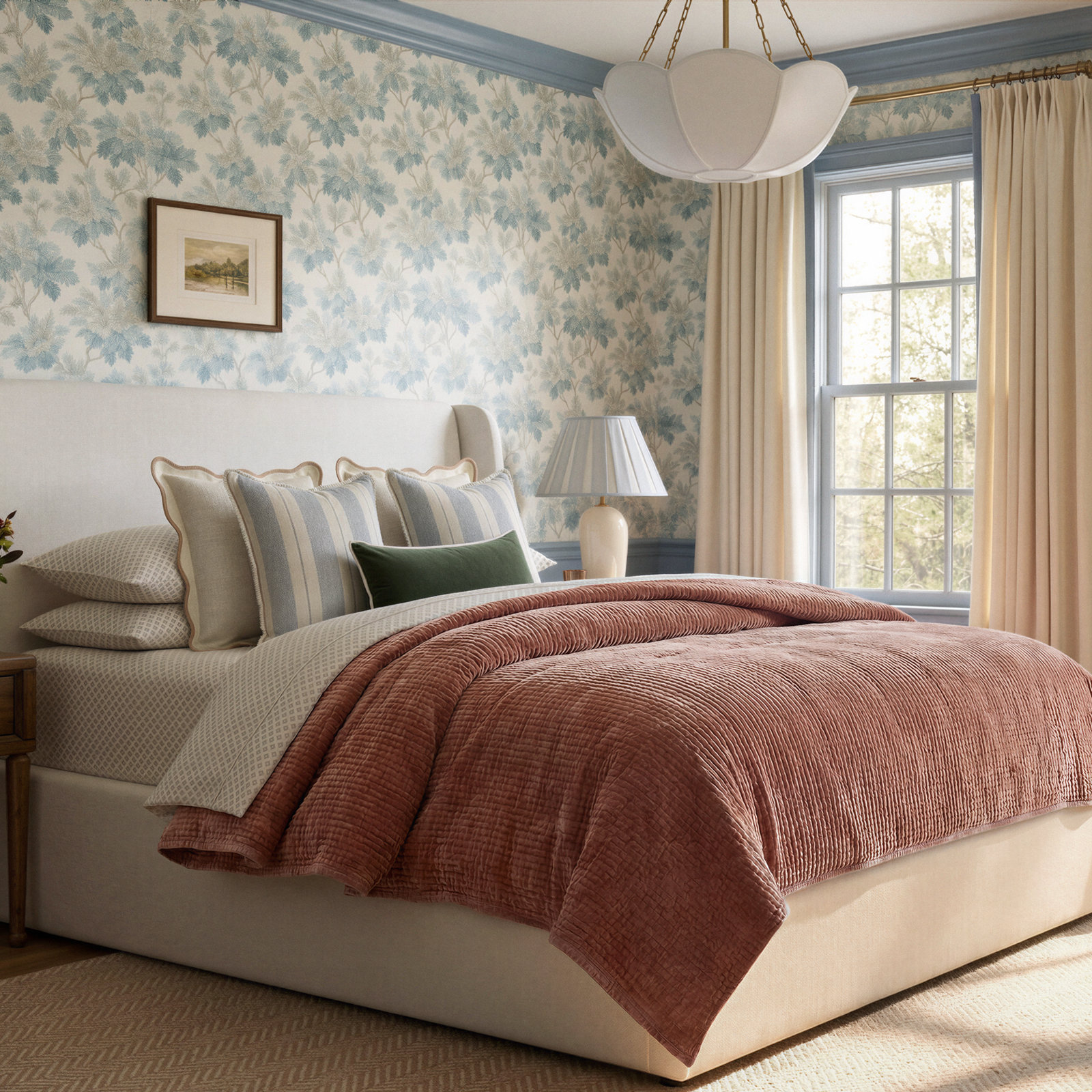 Velvet Quilt Set, Terracotta Clay, King