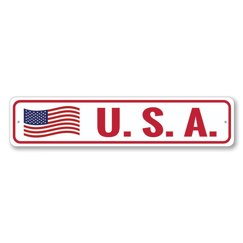 Plaque en aluminium du drapeau américain, H 4 po x l 18 po x P 0,04 po