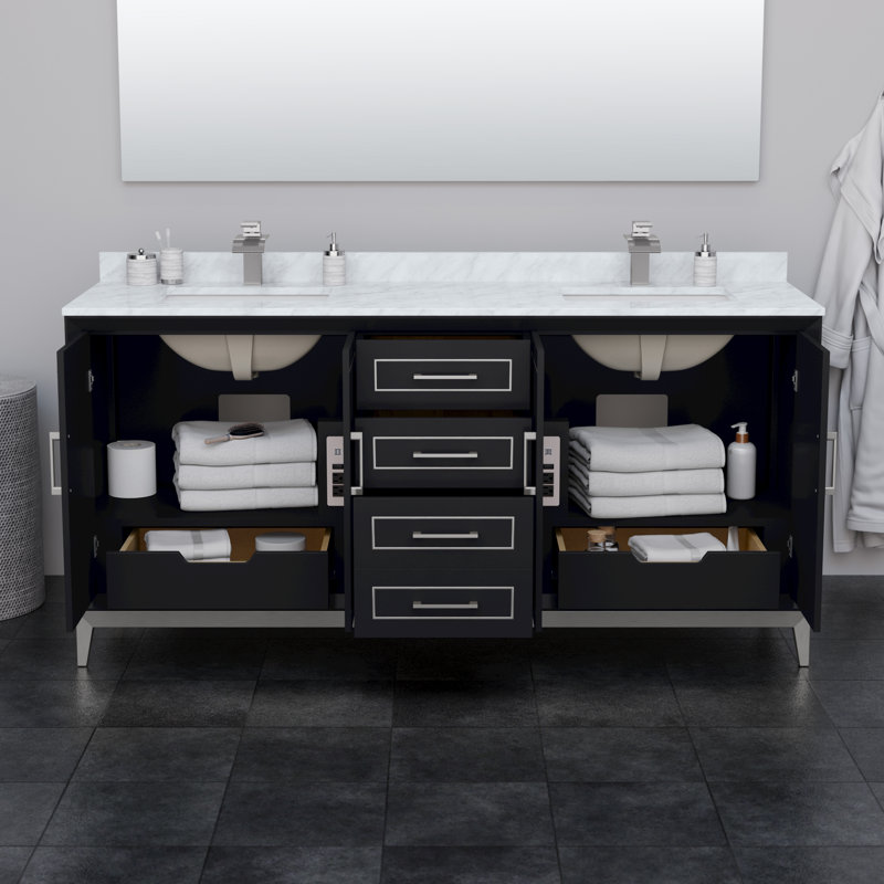 Base de meuble-lavabo double 71,75 po Marlena seulement, Noir
