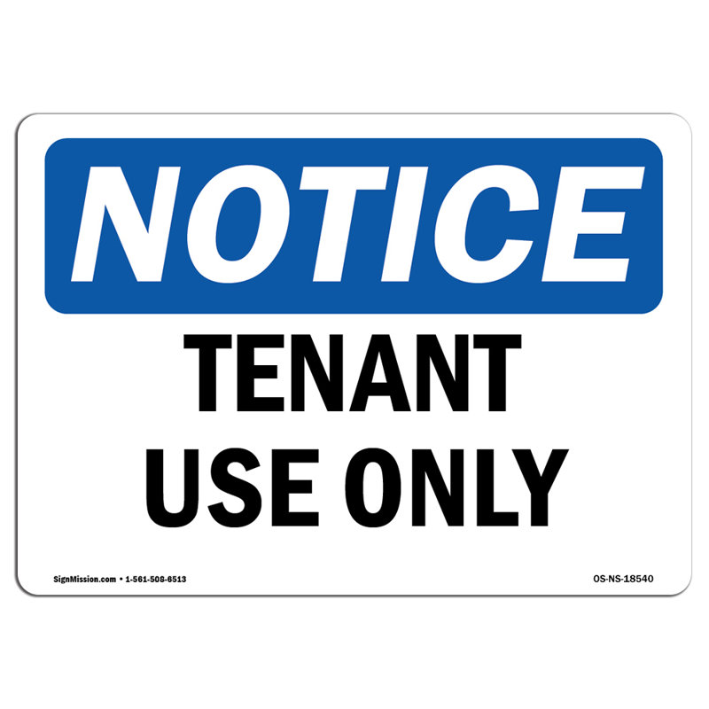 Tenant Use Only Decal 5" X 3.5"