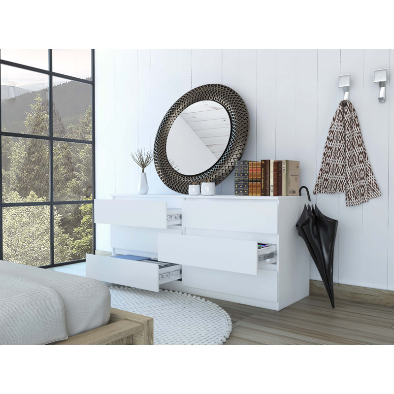 Alohna Randwick 6 Drawer 60.47" W Double Dresser, White