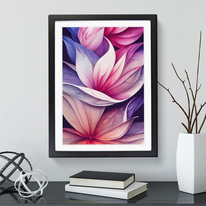 Wondrous Watercolour Flowers No.4 - Single Picture Frame Print, Black Framed, 64cm H x 46cm W x 2cm D