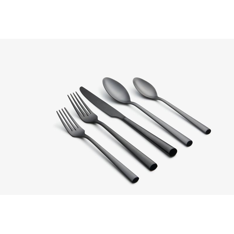 Cambridge Gilda Black Satin 20-Piece Flatware Set, Service For 4
