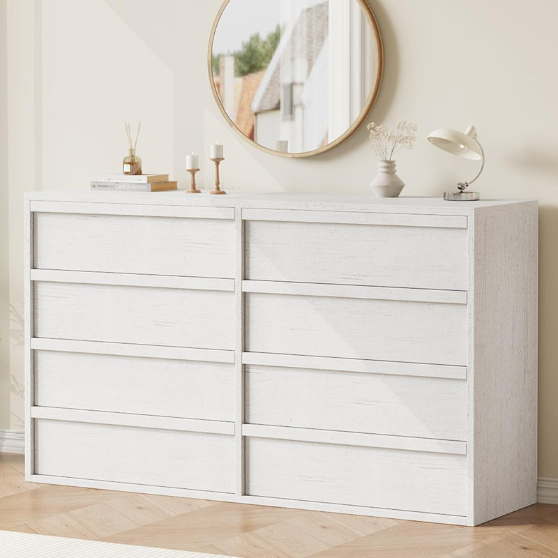 8-Drawer Dresser for Bedroom, Freestanding Wooden Storage Chest with Wide Horizontal Design, Organizer for Living Room, Hallway or Entryway