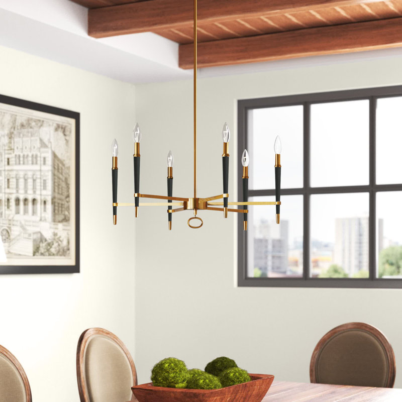 Langford 6 Light Candle Style Classic Chandelier, Gold