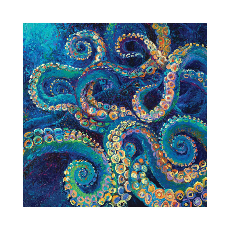 Tentacollage II by Iris Scott - Floater Frame Square Print on Canvas, 45.72 cm H x 45.72 cm W x 1.91 cm D, Wrapped Canvas