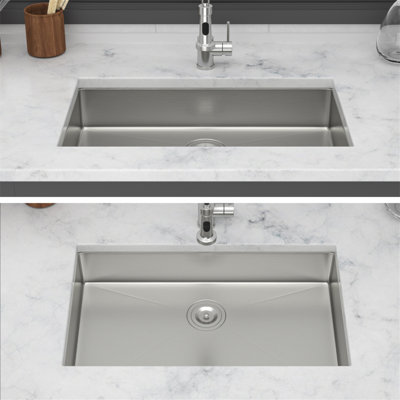 Évier de cuisine ADA-COMPLIANT, évier encastrable 30 po à cuve simple de 5,5 po conforme à l'ADA, cuve simple en acier inoxydable de calibre 16, 30 x 18 x 5,5 po