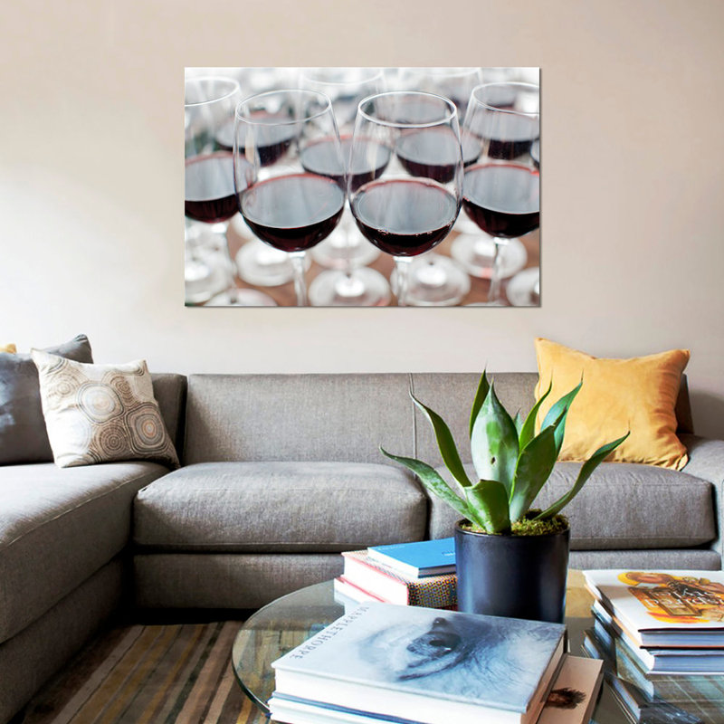 « verres de vin », reproduction de photo sur toile, H 40 po x l 60 po x P 1,5 po, Pas de tapis, Toile tendue