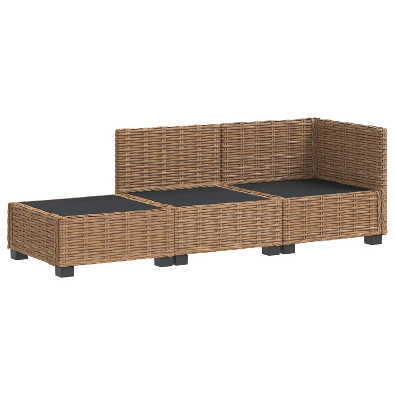 72cm Wide Patio Sectional Set, White Cushion/Natural Frame
