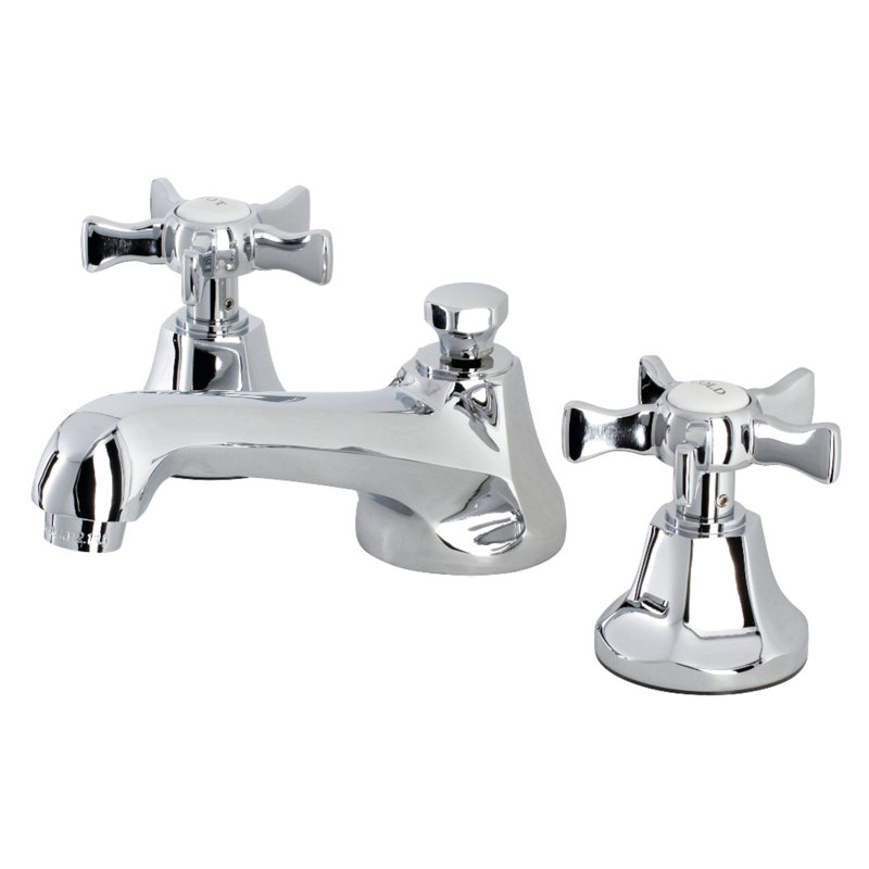 Robinet de salle de bain espacé Kingston, Chrome poli, Croix