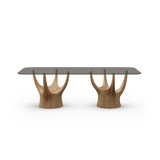 Acacia Glass Double Pedestal Dining Table